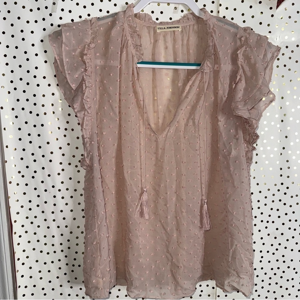 Ulla Johnson Reine Tassel Top Dusty Rose Swiss Dot Size 2